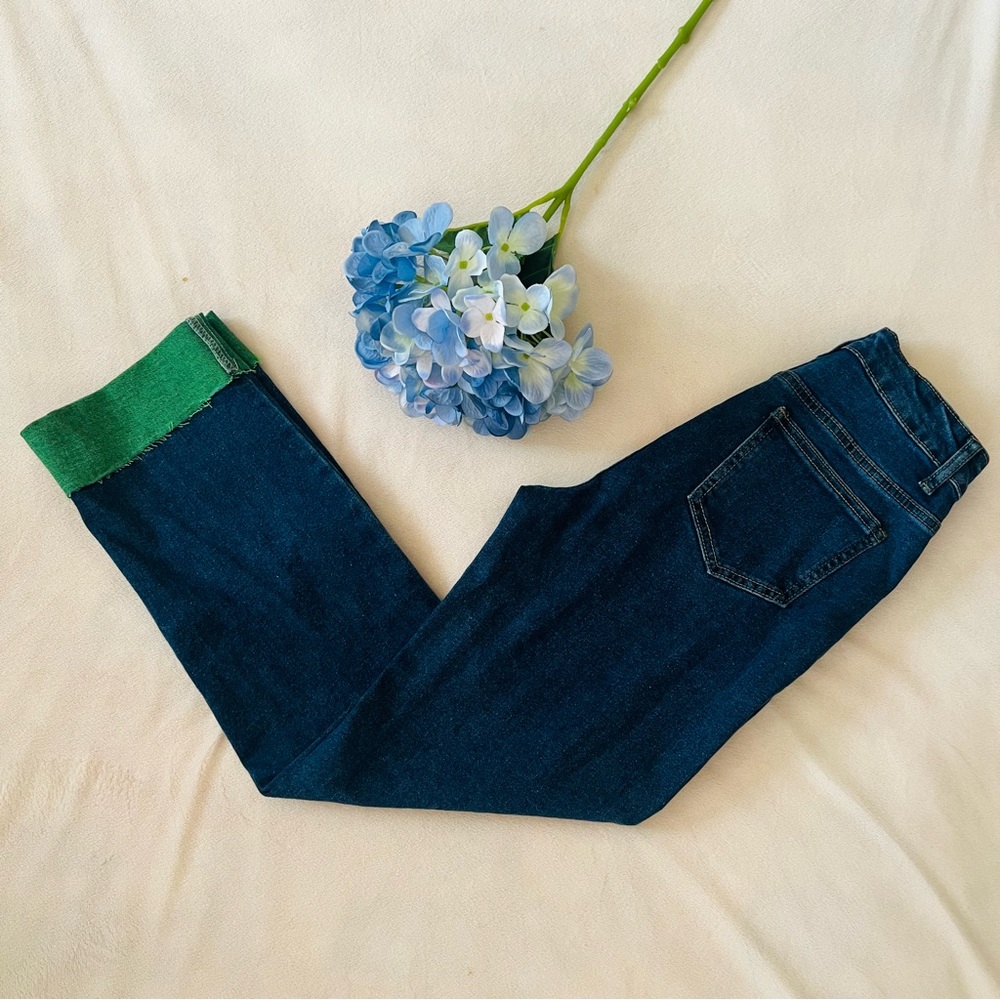 Green Cuffed Mom Jeans